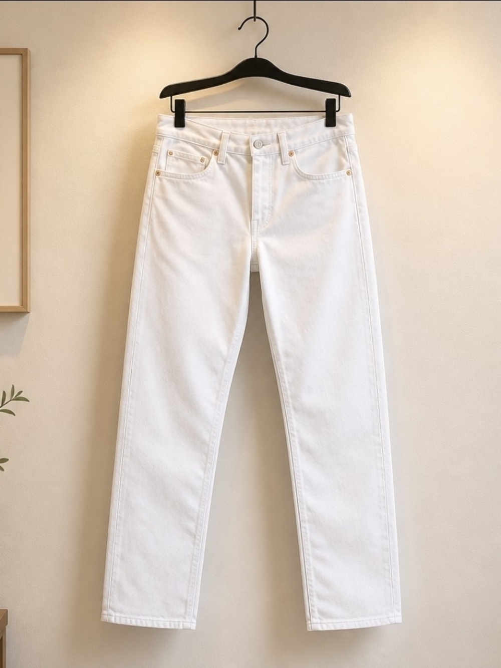 Men's The Classic Selvedge White Straight Leg Jeans Size 32 White Denim